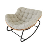 Fotoliu-balansoar cu cadru negru si perna bej Lazy Bloom Haro